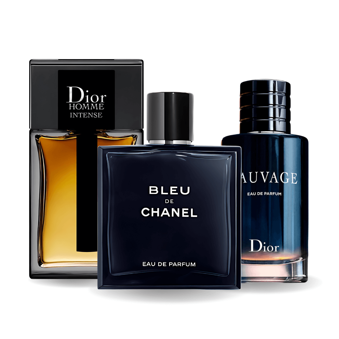 Set 3 Parfüme Sauvage Dior, Bleu de Chanel & Dior Homme Intense 100 ml