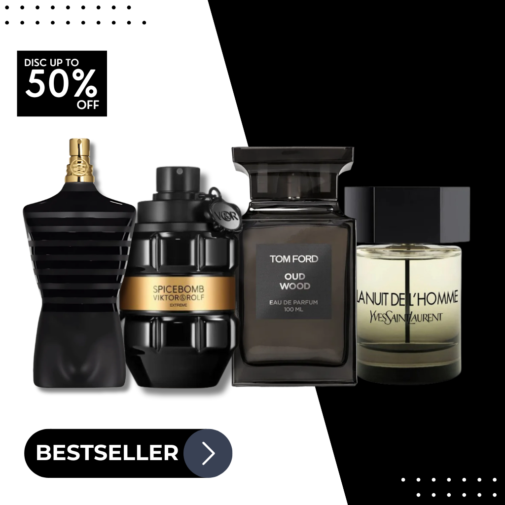 Set mit 4 Parfümen Le Male, Spicebomb Extreme, La Nuit de L'Homme und Oud Wood – 100 ml