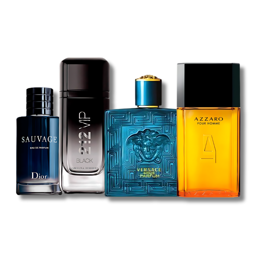 Set mit 4 Parfümen 212 VIP, Sauvage, Versace Pour Homme und Azzaro Pour Homme 100 ml