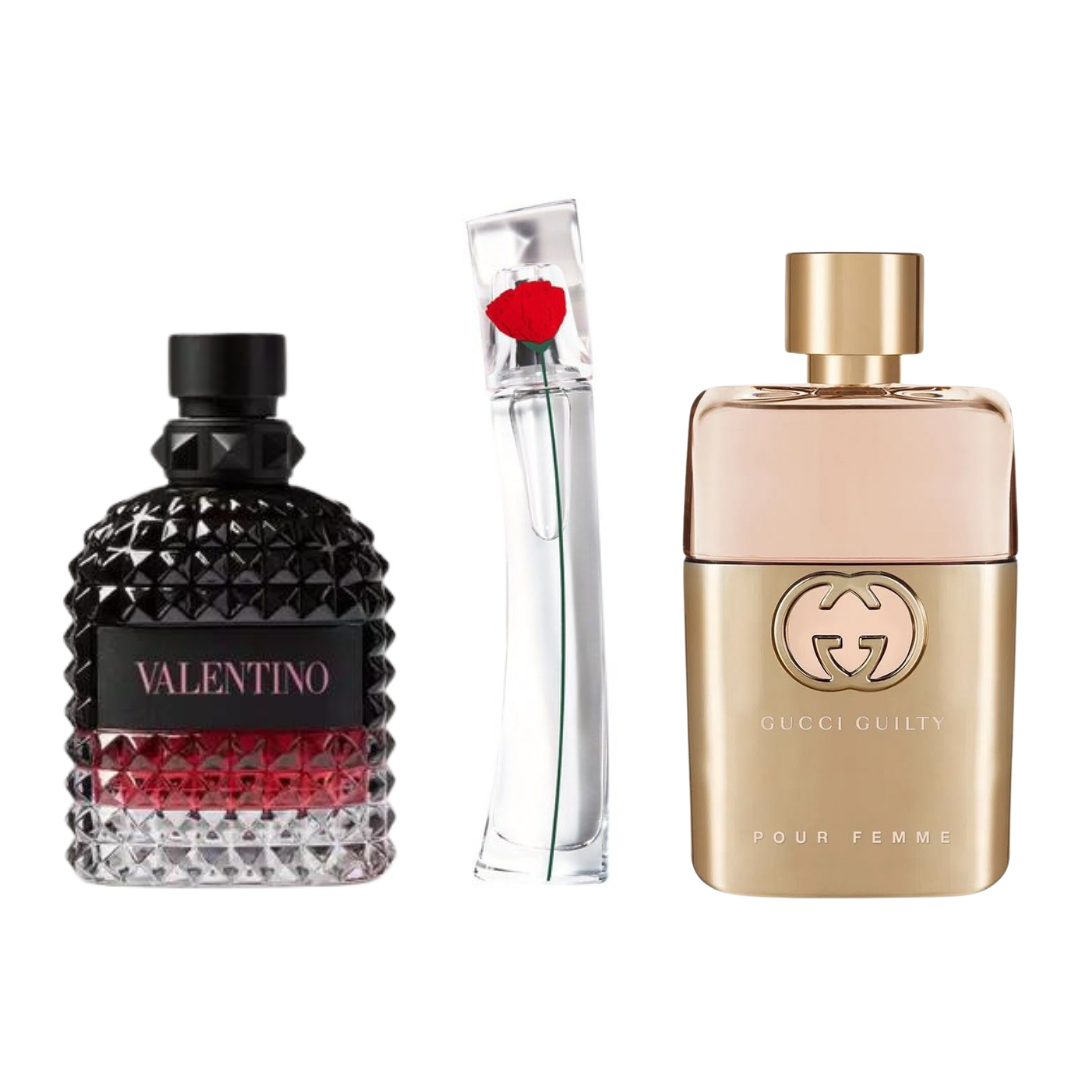 Set mit 3 Parfums: Gucci Guilty, Valentino Intense und Flower by Kenzo (je 100 ml)