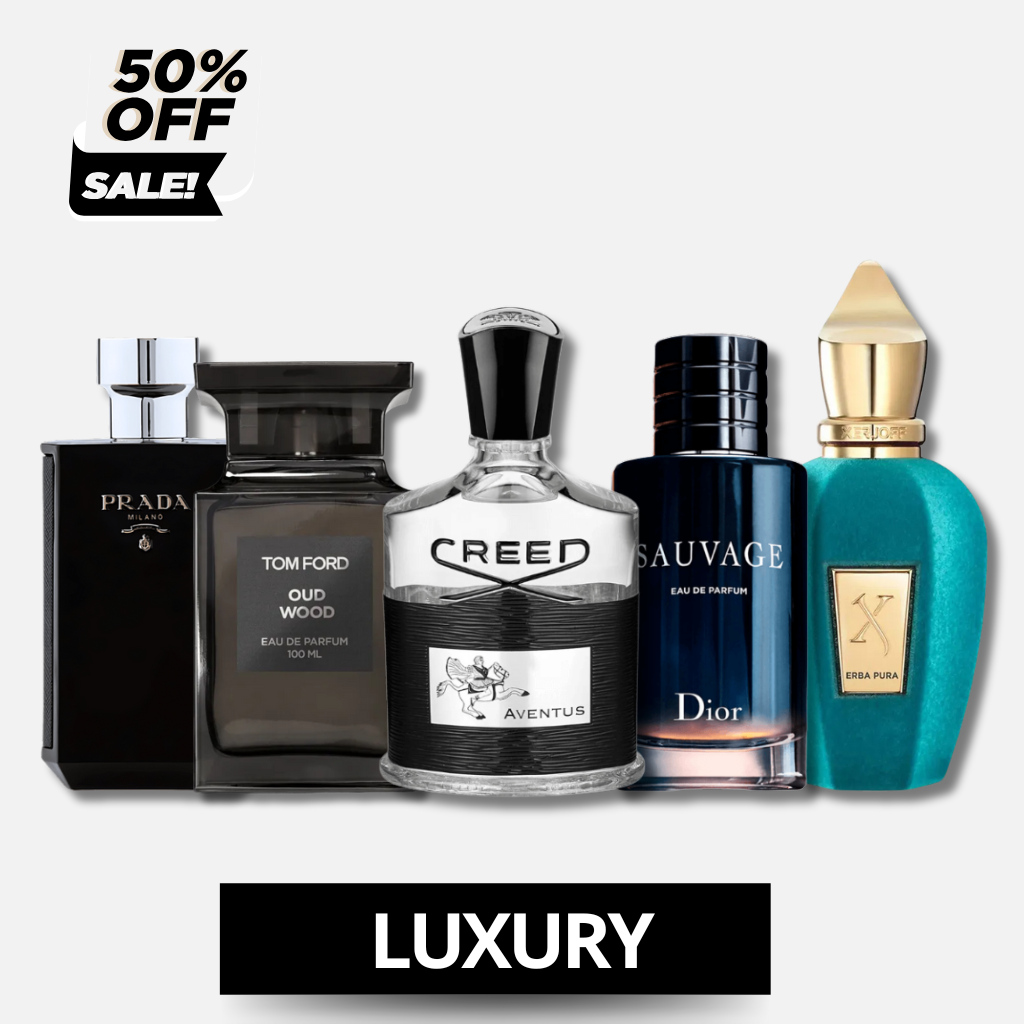 Set mit 5 Luxusparfums: Creed Aventus + Sauvage + Prada + Tom Ford + Xerjoff, je 100 ml