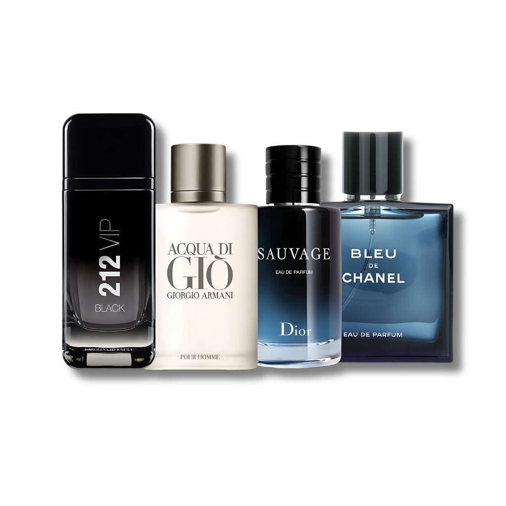 Set mit 4 Parfums Sauvage, Creed Aventus, Acqua di Giò und Bleu de Chanel 100 ml